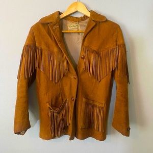 Vintage genuine leather gown and country fringe western jacket